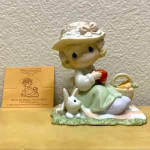 Precious Moments “We’re so Hoppy You’re Here” Girl & Rabbit on a Picnic Figurine